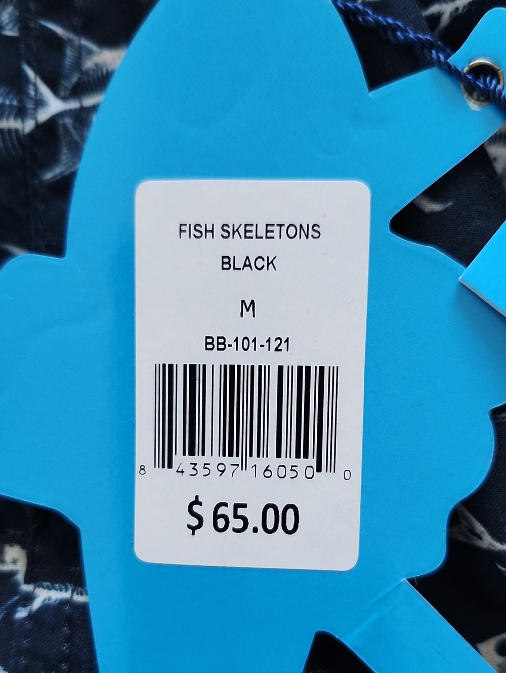 NWT Beach Bros Men's Black Fish Skeletons Print Swim Trunks Size Medium - Picture 12 of 12